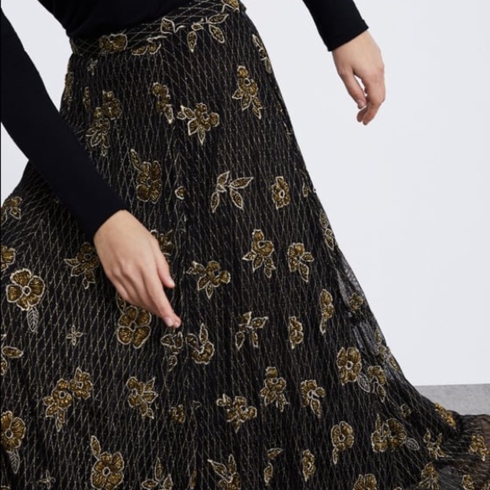 Zara limited edition embroidered sequin skirt - Picture 7 of 7